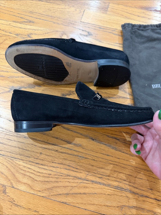 Bruno Magli Black Suede Loafers with Black Metal Bit main image 6